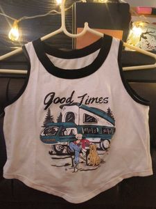 Graphic "Good Times" Crop Top