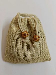 Hand-Painted Wooden Cuff Bracelet with jute pouch