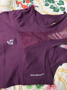 New Purple Padded Sports Bra with Mesh Back