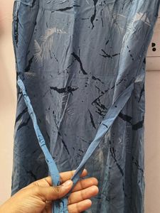 Blue Printed Sleeveless Dress
