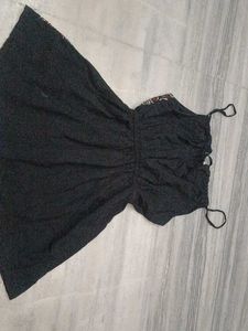 Boho Embroidered Black Mini Dress