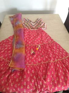 Vibrant Pink Tiered Lehenga Choli Set