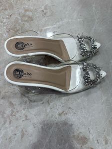 NEW Sparkling Crystal Embellished White Sandals