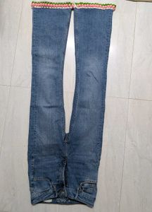 Unique Crocheted Hem Jeans