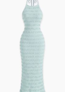 Textured Halter Neck Fitted Maxi