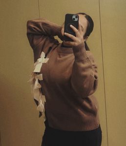 Stylish Brown sweater with Bow Details