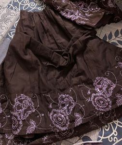 Y2k Brown floral top and skirt set