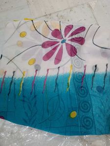 Beautiful Blue Saree with Yellow Border