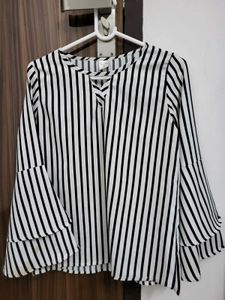 Chic Striped Bell Sleeve Top