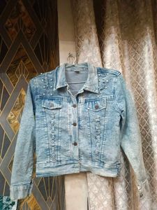 Pearl Embellished Denim Jacket