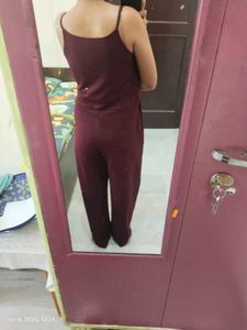 Burgundy Sleeveless Jumpsuit
