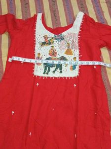 Vibrant Red Embroidered Kurti
