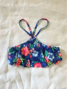 Blue Floral Bikini Top