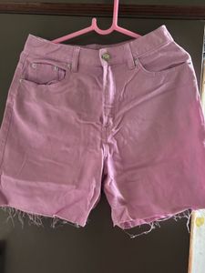 Pastel Pink  Denim Shorts
