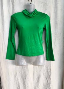 15810. Vibrant Green Turtleneck Top
