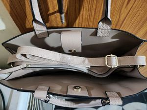 Stylish Taupe Faux Croc Trim Tote Bag(U.K)