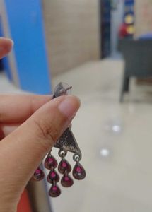 Designer drop earrings with pink stones