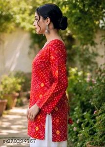Red Bandhani Print Kurta XS