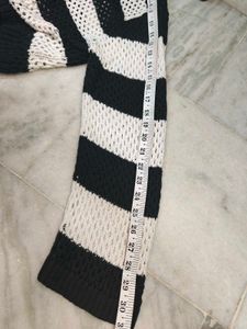 H&amp;M Striped Crochet Knit Cardigan