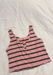 Pink Striped Crop Top