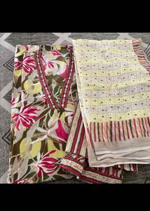 Floral Print  Kurta Set mul cotton