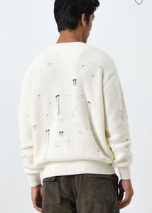 Nuon Westside Off White Distressed Knit Sweater