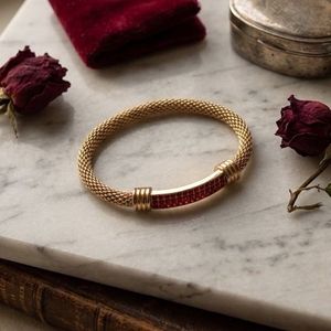 Chic Gold & Red Stone Bracelet