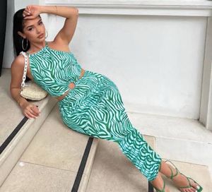 Zebra Print Halter Cutout Dress