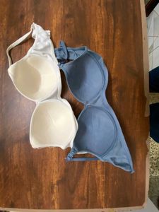 Gently Used 40 B-Cup Bras - White &amp; light Blue