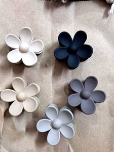 Cute Flower Hair Clips (Set of 5) Single colour