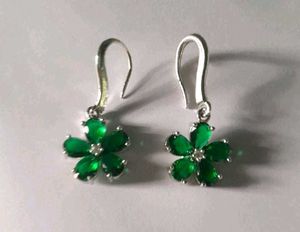 silver Flower Dangle Earrings
