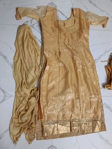 Elegant Gold Embroidered Kurta Set
