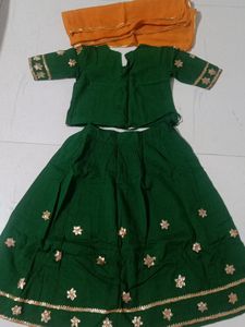 Green Festive Lehenga Choli Set