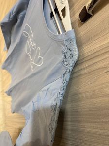 Cute "Just Smile" Blue Top
