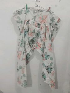 White Floral Print Kurta Set