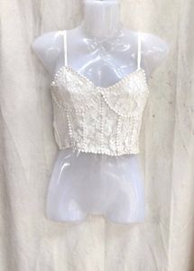 I. White Lace Corset Top