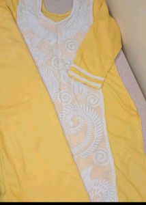 Yellow &amp; White Chikankari Kurta Set