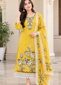 Yellow Kurta Floral Embroidery with dupatta