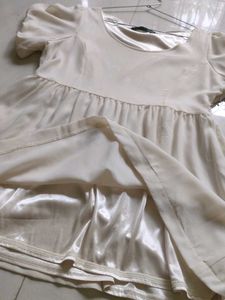Cream Puff Sleeve Babydoll Dress
