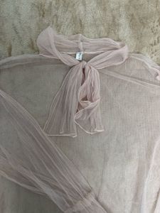 Sheer Pink Bow Blouse