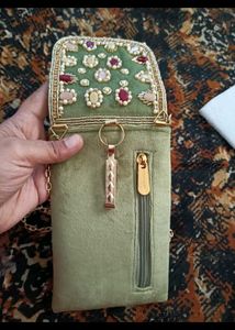 Embellished Green Clutch