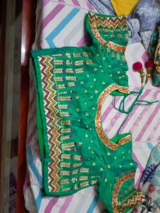 Embroidered Green Silk Blouse
