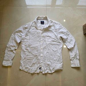 Men's White Printed Casual Shirt