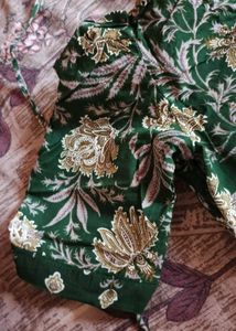puff sleeves Green Floral Print Kurta