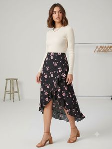 Flowy Floral Wrap Style Skirt