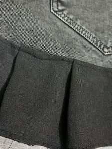 Stylish Denim Skirt with Pleated Hem