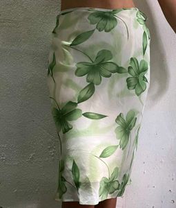 Sheer Floral Print Midi Skirt