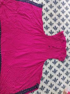 Elegant Pink Kurta with Polka Dot Print
