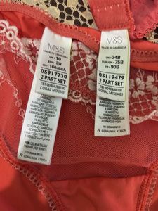 Coral Lace Bra and Panty Set