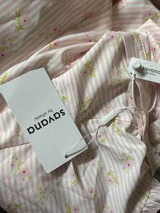 Cute Pink Striped Floral Button-Up Top